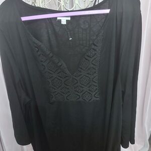 Avenue Elegant Black Lace Women's Blouse